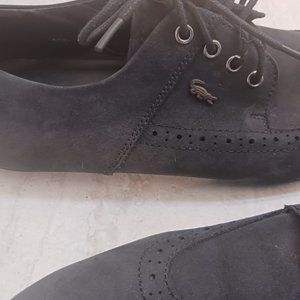 Lacoste Mens Shoes size 10 Black/Charcoal suede  lace up rubber sole loafers